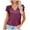 Purple, variant on HBYJLZYG Shirts For Women, Short Sleeve Causal V-Neck T-Shirt Solid Ruffle Sleeve Blouse Summer Y2K Clothing 2024