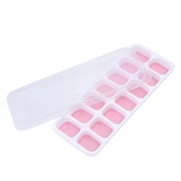Bandeja para cubitos de hielo Paquete de 4 piezas con silicona de fácil liberación y bandeja flexible para cubitos de hielo de 14 piezas con tapa extraíble a prueba de derrames