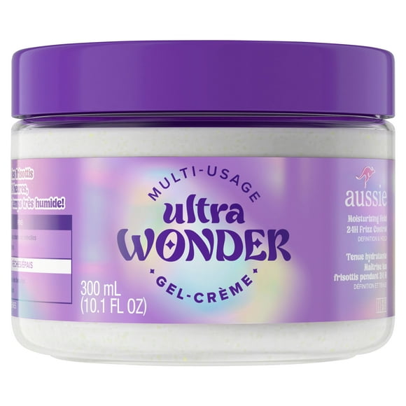 Aussie Ultra Wonder Gel Crème All-in-1 Moisturizing Hold Styler, Gel + Cream, for All Hair Types and Curls