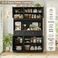 thumbnail image 5 of Hiphuta 70” Tall Modern Pantry Cabinet with Adjustable Shelves, Freestanding Kitchen Hutch Cabinet with Louvered Door for Dining Room, Black, 5 of 7