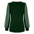 thumbnail image 4 of Womens Long Sleeve Tops Oversized Sweatshirt Knit Striped Long Sleeve Crewneck Casual Loose Pullover Tops Khaki T Shirts For Women, 4 of 5
