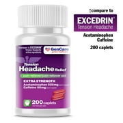 Gencare - Tension Headache Relief Extra Strength (200 Caplets) | Acetaminophen & Caffeine