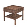 Hampton Bay Cambridge Brown Wicker Square Outdoor Side Table