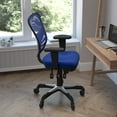 thumbnail image 3 of Flash Furniture Nicholas Mid-Back Blue Mesh Multifunction Executive Swivel Ergonomic Office Chair with Adjustable Arms and Transparent Roller Wheels, 3 of 9