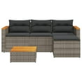 thumbnail image 2 of vidaXL 3 Piece Garden Sofa Set with Cushions Grey Poly Rattan, 2 of 5