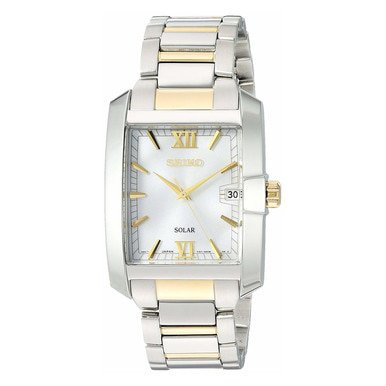 seiko silver tone solar men's watch