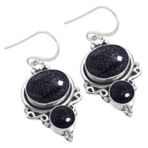 Blue Sunstone Earring 925 Sterling Silver Handmade Jewelry