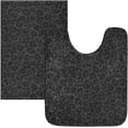 thumbnail image 3 of Dreamtimes Leopard Black Bath Mat Set Soft High Absorbent Non Slip Rectangular Bath Rug+U-Shaped Toilet Mat, Non-Slip Bath Carpet Bath Mats for Bathroom 23.6"x15.7"+17.3"x13.4", 3 of 5