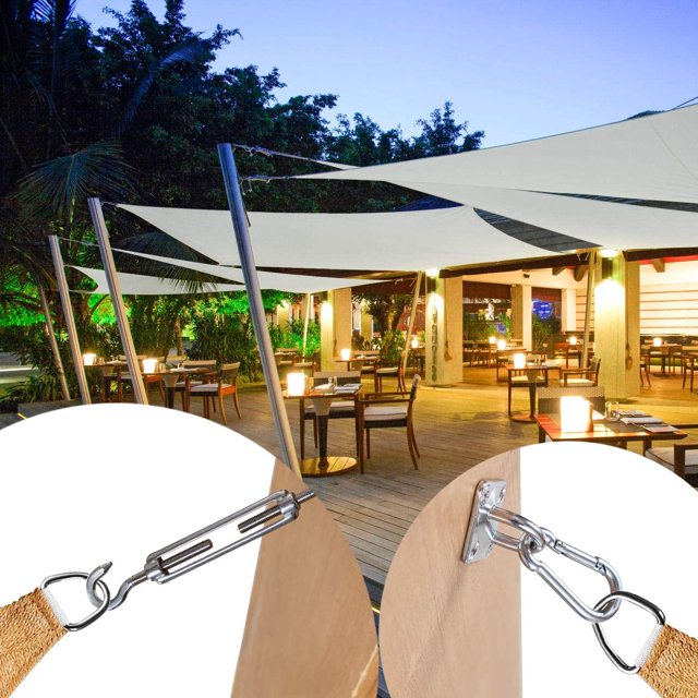 Kit de accesorios para velas de parasol, juego de accesorios para toldos de acero inoxidable de alta resistencia 304 de grado marino para instalación de velas triangulares, cuadradas y rectangulares Accesorios de fijación para velas de parasol ZefeiWu 8390614869905
