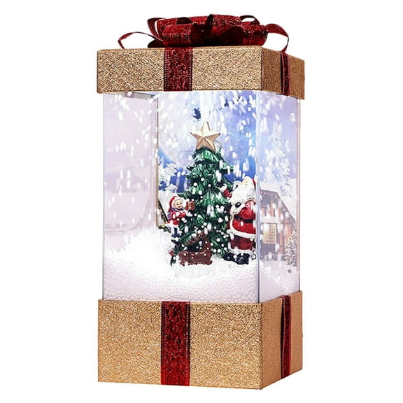 Home Decor, Christmas Snowflake Lights Snowman Snow Music Box Personality Ornaments, Gold
