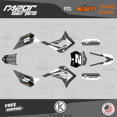 Kalair GFX Graphics Kit for Kayo PIT BIKE TD125 (2021+) Razor Series Kalair GFX Graphics Kit for Kayo PIT BIKE TD125 (2021+) Razor Series