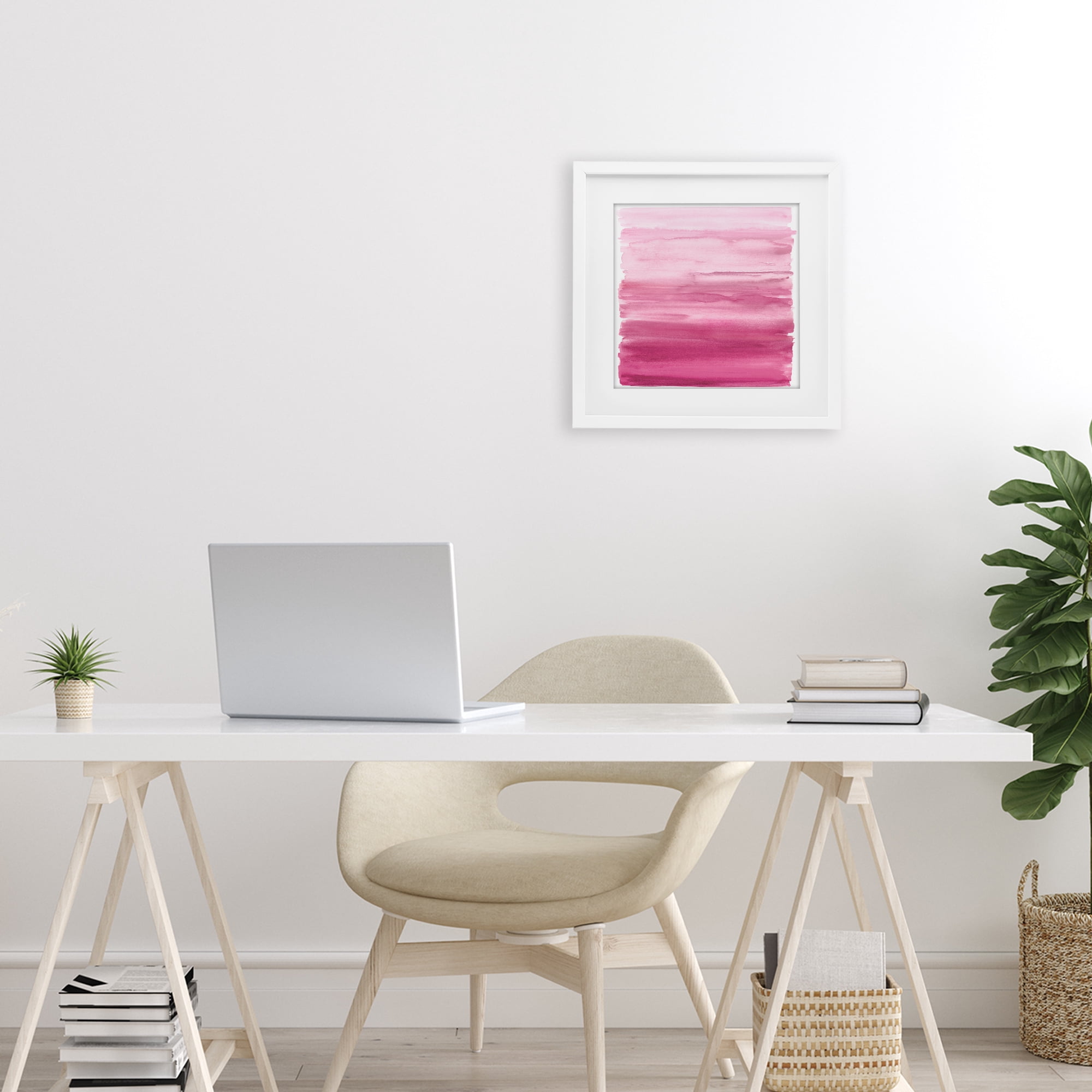 Stupell Industries Gradient Pink Blush White Framed Print Under Glass, design by Allie Corbin