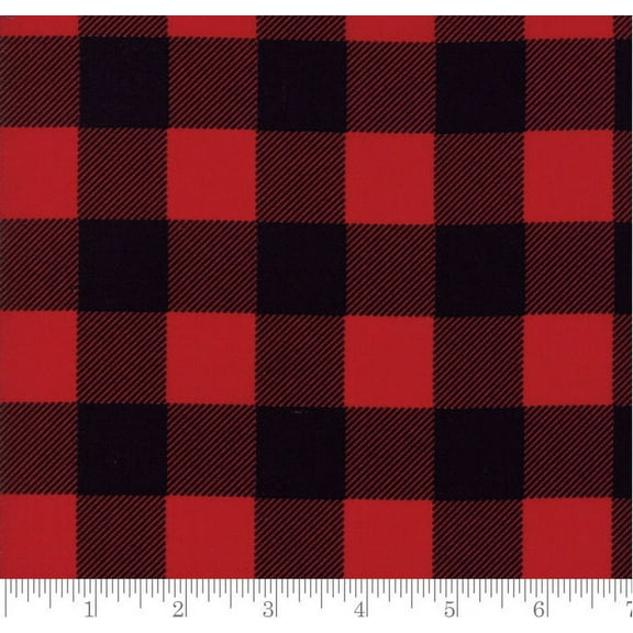 Cotton Buffalo Plaid 1" Buffalo Checks Checkered Checkers Squares Red Black Cotton Fabric Print by the Yard (8656-12)