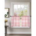 thumbnail image 2 of Sheer Curtains 54 Inch Length 2 Panels Set for Kitchen, Pink Plaid Semi Sheer Curtains for Windows, Modern Art Checkered Farmhouse Voile Window Treatments Rod Pocket Curtain, 2 of 7