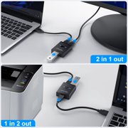 USB 3.0 Switch, Bi-Directional USB Switch 2 in 1 Out / 1 in 2 Out, USB Switcher 2 Computers Share Keyboard Mouse Scanner Printer, USB KVM Switch Compatible with Mac/Windows/Linux