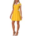 thumbnail image 4 of INSPIRE CHIC Women's Button Down Shirt Dress Notch Lapel Short Sleeve Belted Work Dresses XS Yellow, 4 of 6