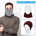 thumbnail image 5 of Uxcell Winter Neck Warmer, Men Knitted Neck Gaiter, Burgundy & Black, 5 of 6