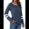 thumbnail image 3 of Camisetas de Larga para Mujer, Camisetas Casuales con Cuello Redondo y Bloques de Color, Ropa de Moda de Otoño, Conjuntos Modernos Azul XL, 3 of 8