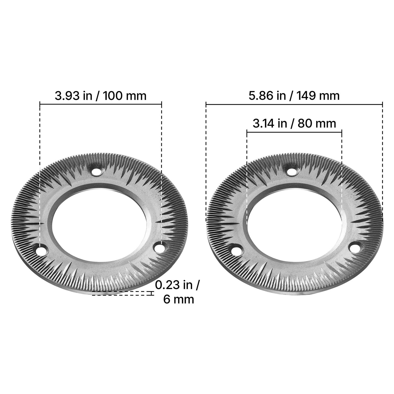 Grinding Sheets for Electric Grain Mill, 2PCS Cast Iron Dry Grinding Discs, Compatible with HN-2200/HN-3000, 5.9 Inch Size for Grains, Corn, Coffee Beans