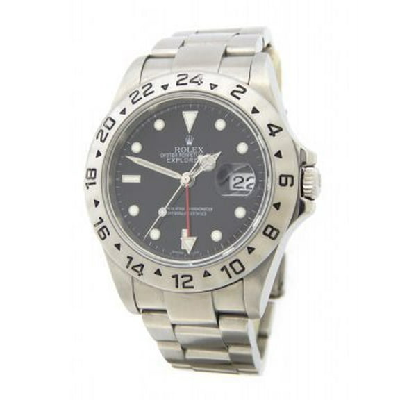 Pre-Owned Mens Rolex Stainless Steel Explorer II Watch 16570T Black Dial 40mm
