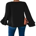 thumbnail image 3 of Blouses à Manches Longues Évasées à Volants Col en V pour Femmes Tops Décontractés Amples Tailles S-2TG, 3 of 8