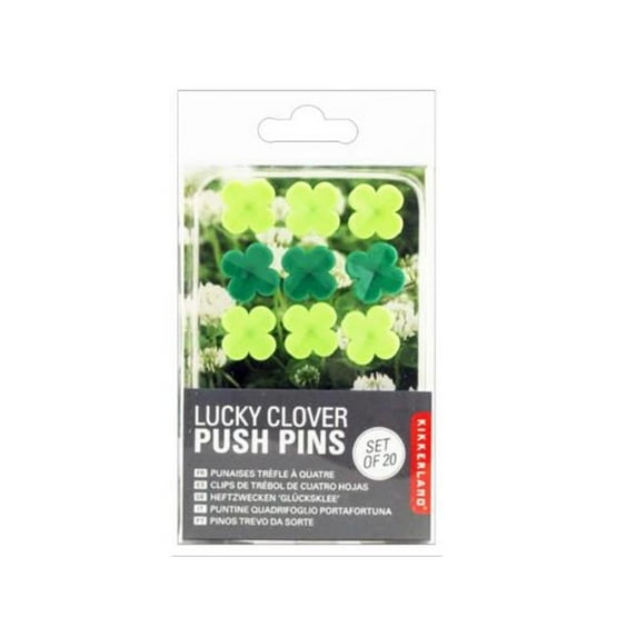 Kole Imports CS176-54 Kikkerland Lucky Clover Push Pins - 20 Piece - Case of 54