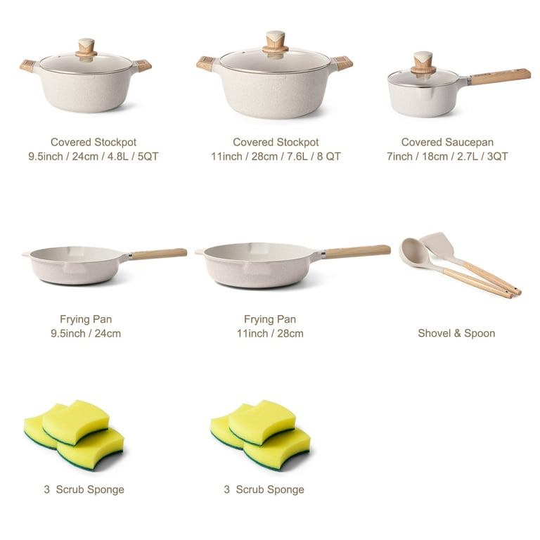 Pots and Pans Set - Caannasweis Kitchen Nonstick Cookware Sets Granite -  Jolinne