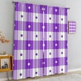 thumbnail image 4 of Purple White Plaid Checkered Kids Rod Pocket Long Curtains, Orderly Polka Dots Two Panels Room Decor Drapes, Energy Saving Filter Light Window Shades for Living Room Bedroom Kitchen-W52xL84in, 4 of 6