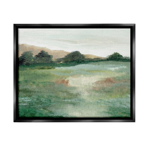 Stupell Industries Brushed Mountain Valley Landscape Painting Black Floater Framed Canvas Art Print Wall Art, 21 x 17