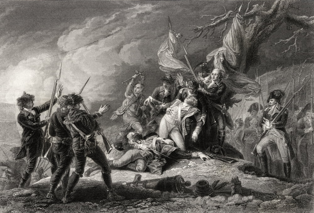 Death Of General Montgomery Battle Of Quebec 1775 General Richard Montgomery 1736-1775 American Revolutionary Officer From A 19Th Century Print Engraved By J C Armytage After J Trumbull Canvas Art - K
