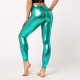 thumbnail image 2 of AOMPMSDX Womens Shiny Metallic Leggings High Gloss Pants Leather Stretch Shaping Tights Trousers Green M, 2 of 4