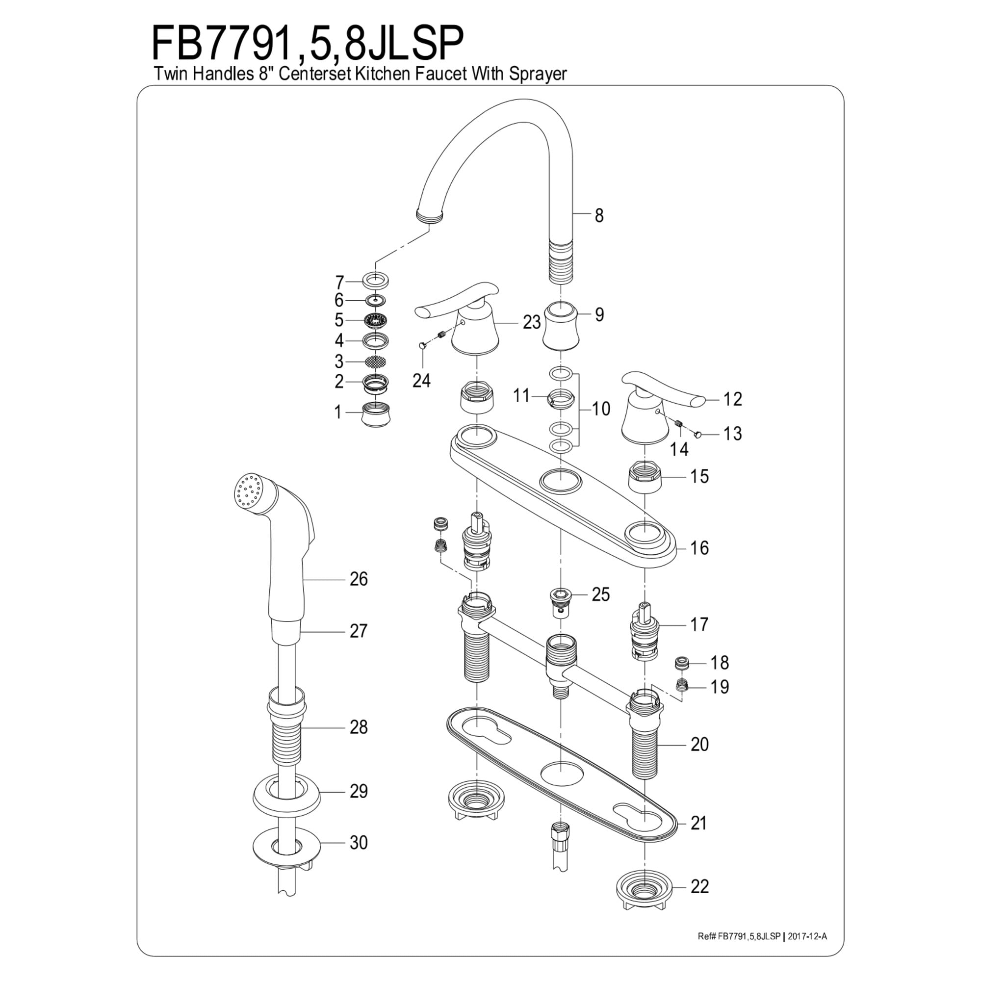 Kingston FB7795JLSP Jamestown Two-Handle 4-Hole 8" Centerset Kitchen Faucet with Side Sprayer in Oil Rubbed Bronze