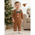 thumbnail image 4 of BemeyourBBs Infant Baby 3 Piece Christmas Gingerbread Man Outfit Jumpsuit Hat Elastic Waist Pants Set, 4 of 9