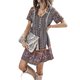 thumbnail image 3 of VISgogo Vestido bohemio para mujer, estampado de flores, manga corta, cuello en V, ajuste holgado, vestido de vacaciones, S/M/L/XL VISgogo  moda, 3 of 8