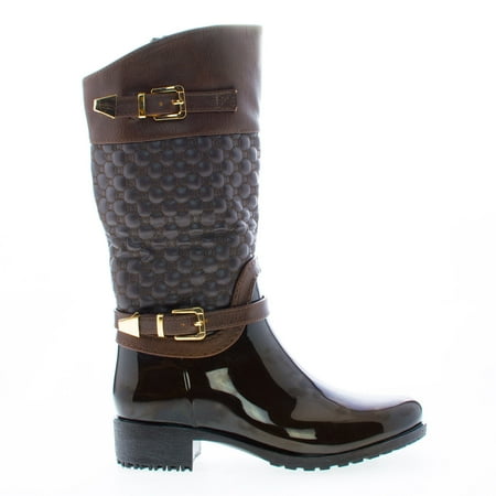 Mid Link - Fatima27K by Link, Children's Girl Mid Calf Quilted Buckled Shaft Rain Boots