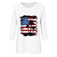 thumbnail image 4 of SELONE 3/4 Length Sleeve Womens Tops USA Flag Themed Crewneck Patriotic Apparel Red White Blue Wear Clothes July 4 Gifts Activewear 2XL, 4 of 4