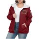 thumbnail image 2 of Sudadera informal con capucha y manga larga para mujer, estilo navideño, de gran tamaño, color liso, con cremallera, capucha y forro polar grueso, chaqueta de manga larga con hombros descubiertos, blu, 2 of 5