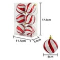 thumbnail image 3 of 6 Pcs Shiny Christmas Tree Balls Red and White Xmas Ball Ornaments Candy Cane Swirl Christmas Bulbs for Xmas Holiday Party Indoor Outdoor Home Decorations, 3 of 9