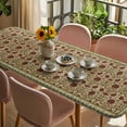 thumbnail image 3 of Boho Floral Table Cloths for 8 Foot Rectangle Tables, Modern Geometric Ethnic Abstract Flowers Red Green Patio Waterproof Elastic Fitted Tablecloths, Washable Rectangular Table Cover for Camping, 3 of 8