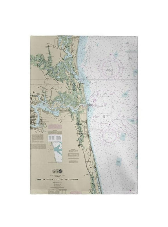 Betsy Drake GT11488JB 20 x 20 in. Jacksonville, FL Nautical Map Guest Towel