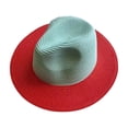 thumbnail image 2 of Color Block Wide Brim Straw Panama Hats for Men Women Summer Fedora Beach Sun Hat, 2 of 3