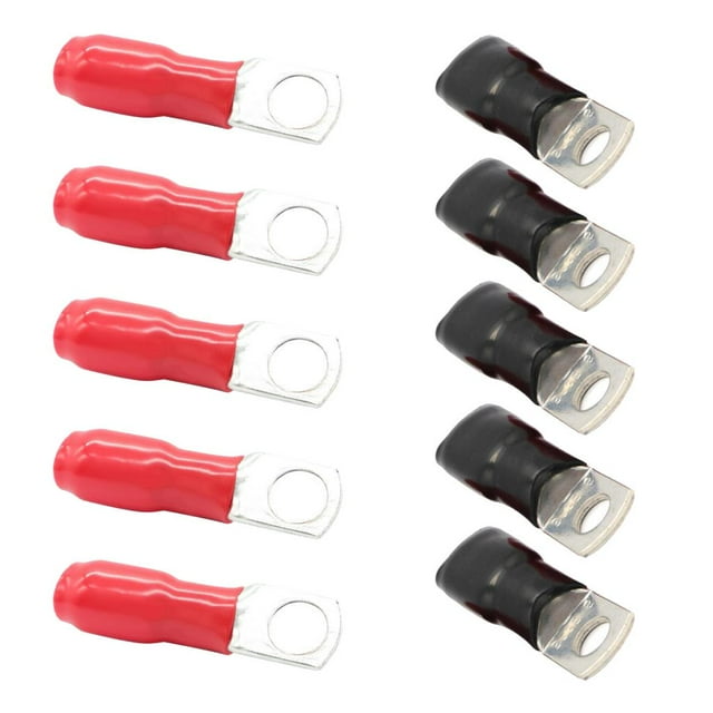 S SERENABLE 10pcs 35mm² Copper Tube Terminals Battery Welding Cable Lugs Crimps w/ Caps