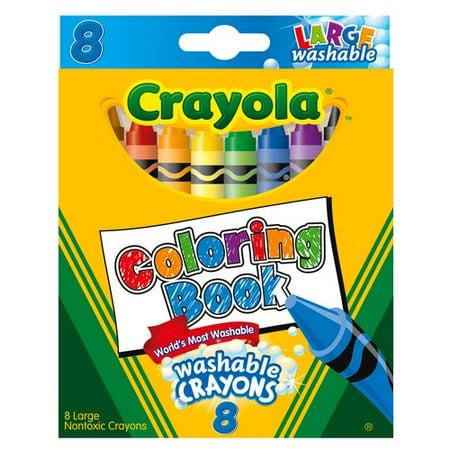 Crayola Large Coloring Book Washable Crayons, 8ct