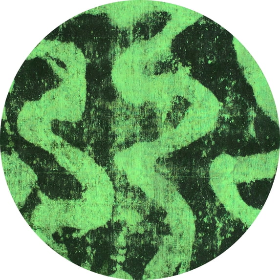 Ahgly Company Indoor Round Oriental Green Modern Area Rugs, 6' Round