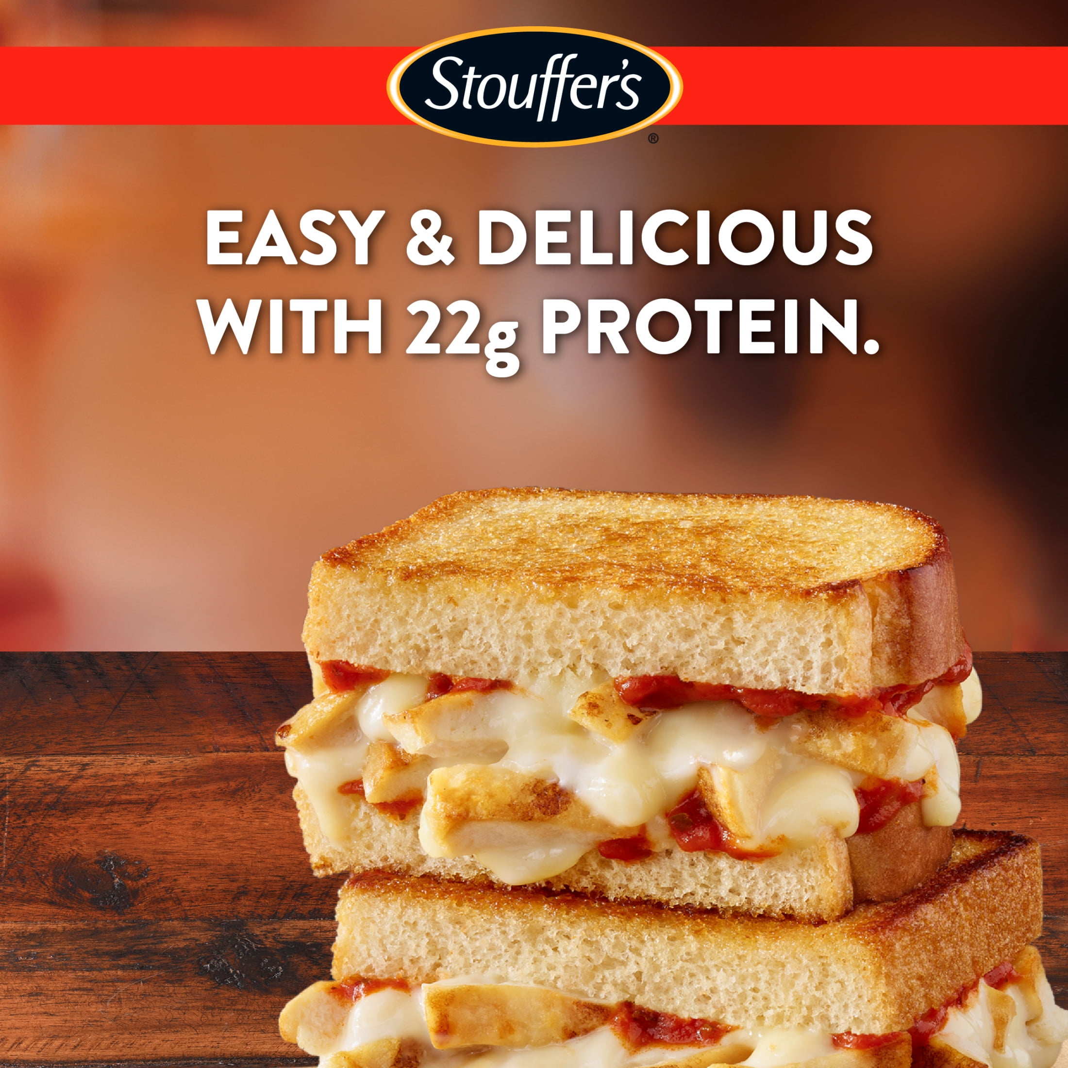 Stouffer’s Melt-FULLS Chicken Parmesan Frozen Sandwich High Protein Air Fryer Lunch, 6.6 oz