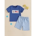 thumbnail image 3 of BemeyourBBs Kids Boys Shorts Set Short Sleeve Embroidery T-shirt with Plaid Shorts, 3 of 9