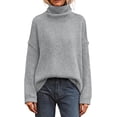 thumbnail image 1 of Suéter PRETTYGARDEN Mujer Cuello Alto Manga Larga Gris Claro, 1 of 7
