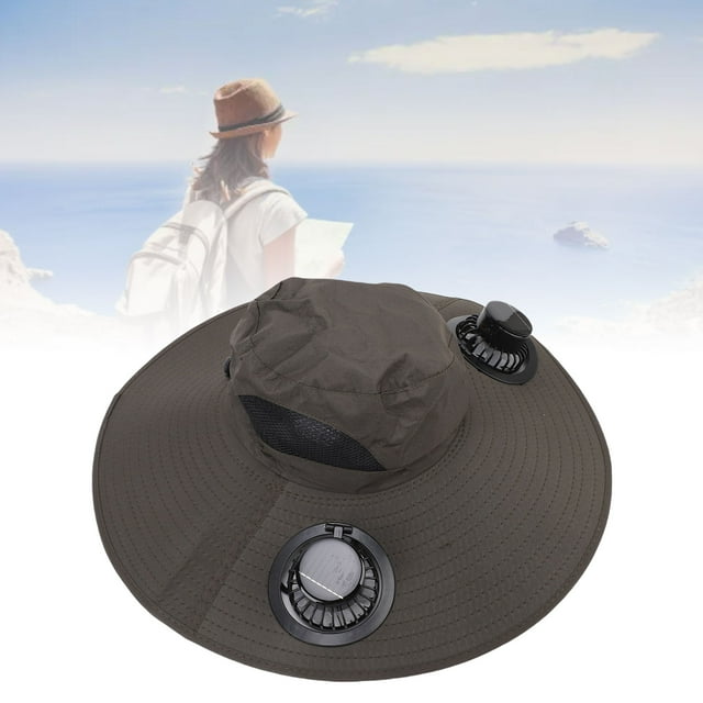 Sombrero De Ventilador Con Energía Solar, Ancho De Cubo De Pesca Al Aire Libre De Borde Con 2 Ventiladores De Velocidad Ajustable USB Recargable Para Caminar Para Acampar