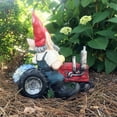 thumbnail image 3 of Homestyles Gardener Gnome Riding His Farmer Tractor and Waving "Hello" Large Outdoor Garden Statue 12"H, 3 of 4