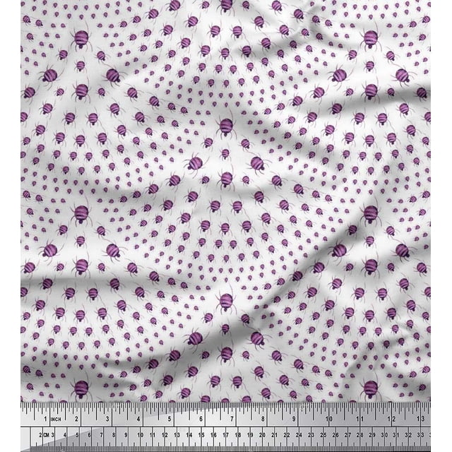 Soimoi Cotton Cambric Fabric Spider Insects Print Fabric by The Yard 42 Inch Wide